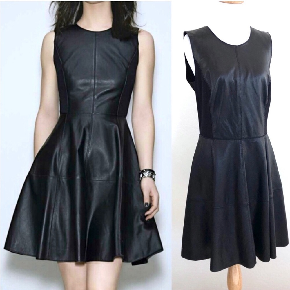 Halogen Leather Back Zip & Ponte Dress